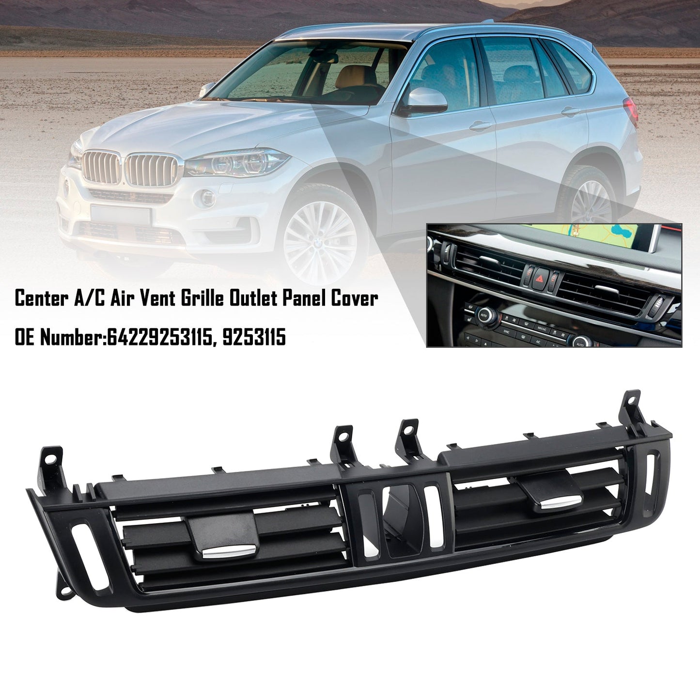 2015-2018 BMW X6 F16 Center Dashboard A/C Air Vent Outlet 64229253115 9253115