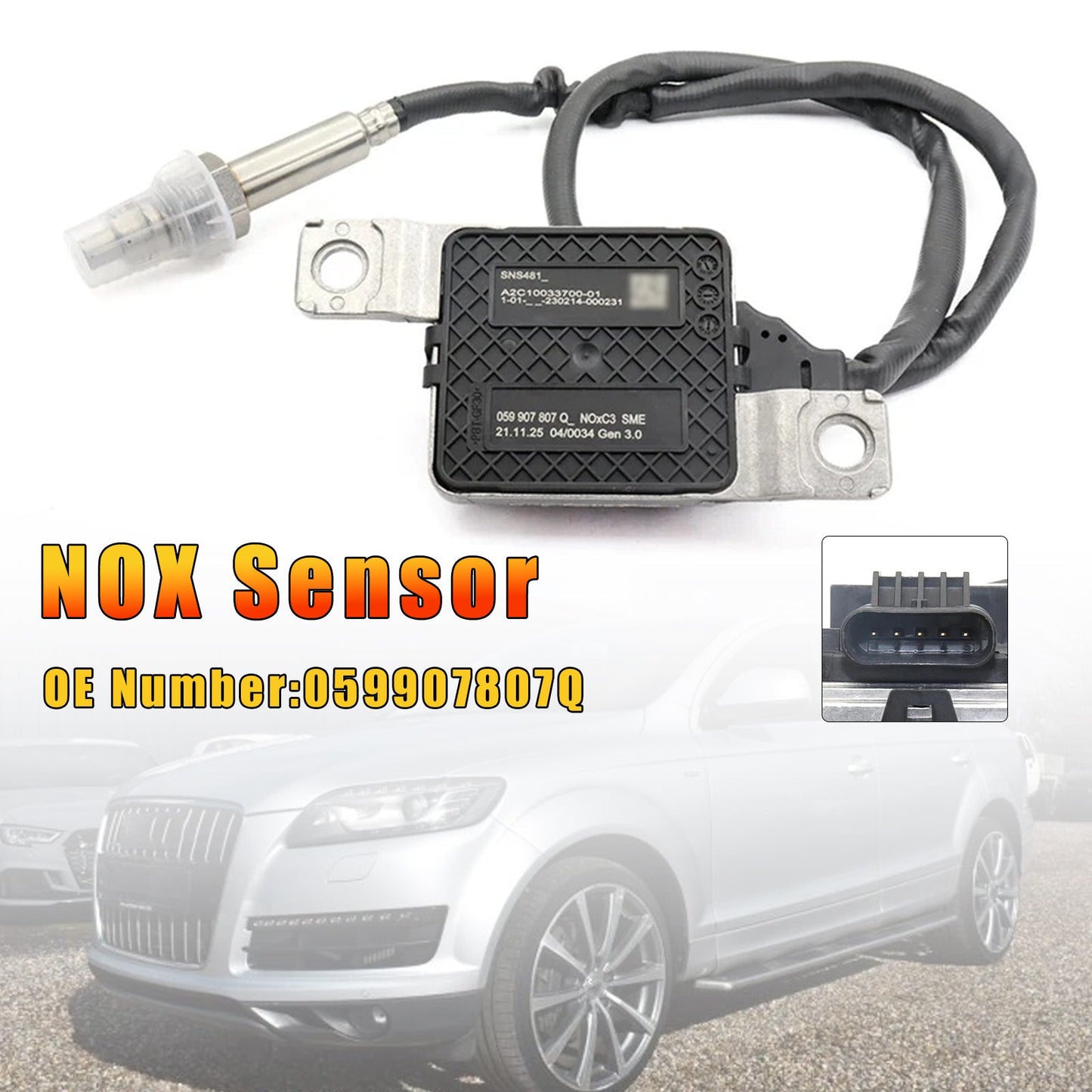 2007/11-2015/08 3.0 Audi Q7 (4LB) TDI quattro (CASA CCMA CJGA CNRB) 2967ccm 240KM/176kW Front Nitrogen Oxide Nox Sensor 059907807Q