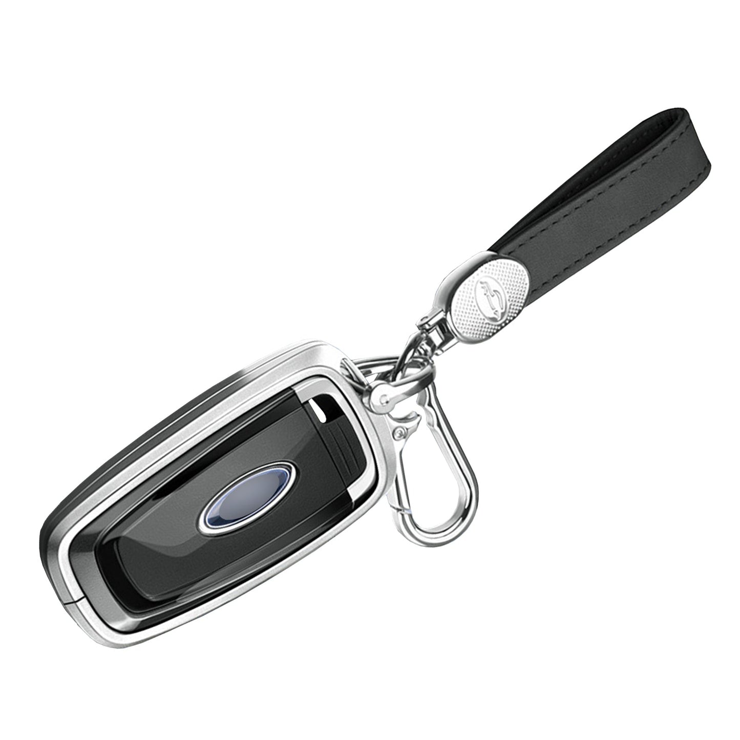 Aluminum Alloy TPU Silvery Car Key Case Cover With Buckle For Ford