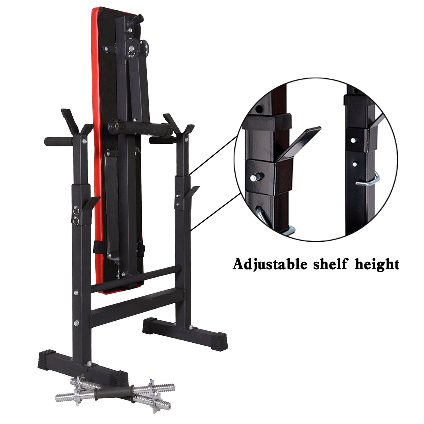 Adjustable Weight Bench Folding Bench Press Bench w/Barbell Rack Pec workout