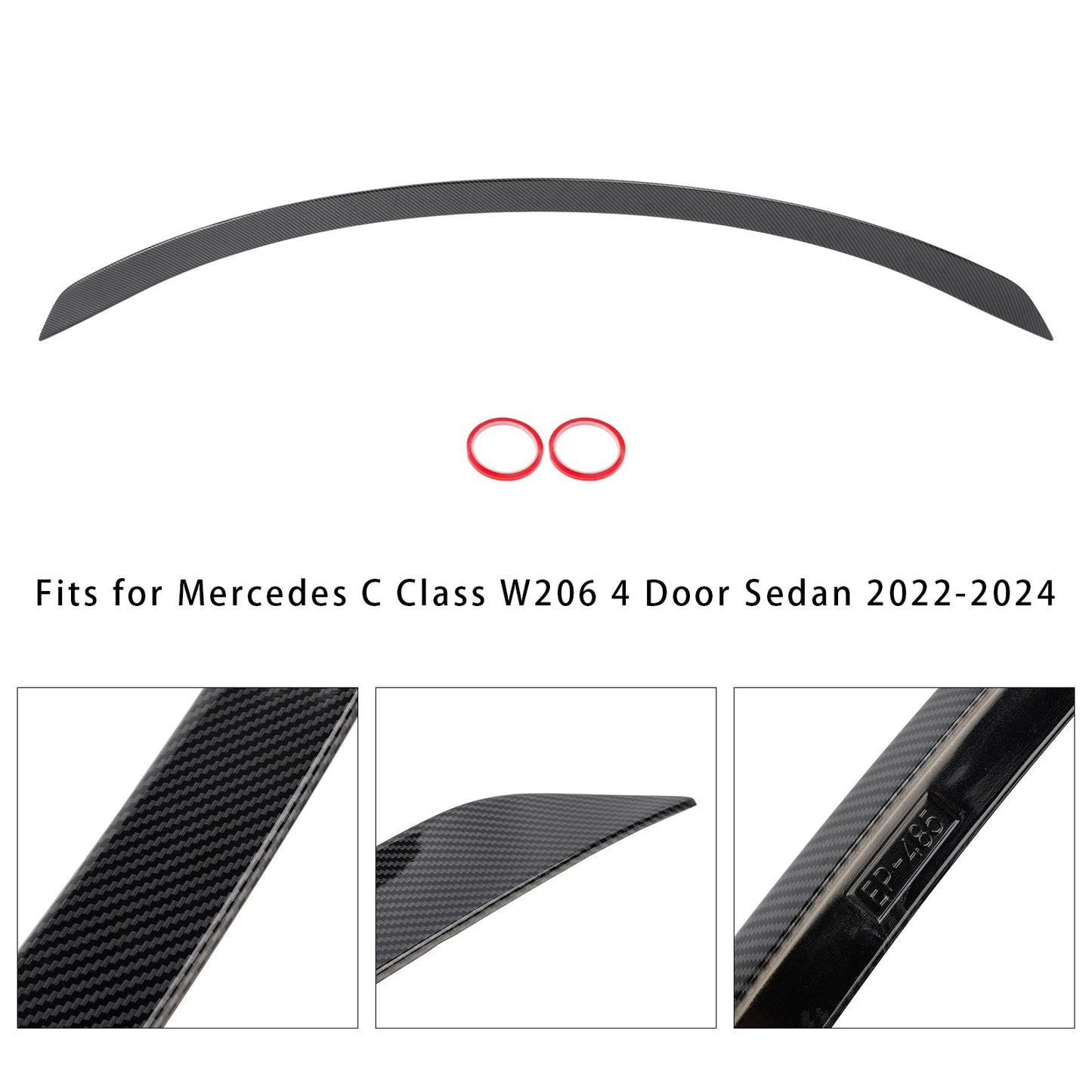 2022-2024 Benz W206 C63S Style Carbon Fiber Look Rear Trunk Spoiler Wing