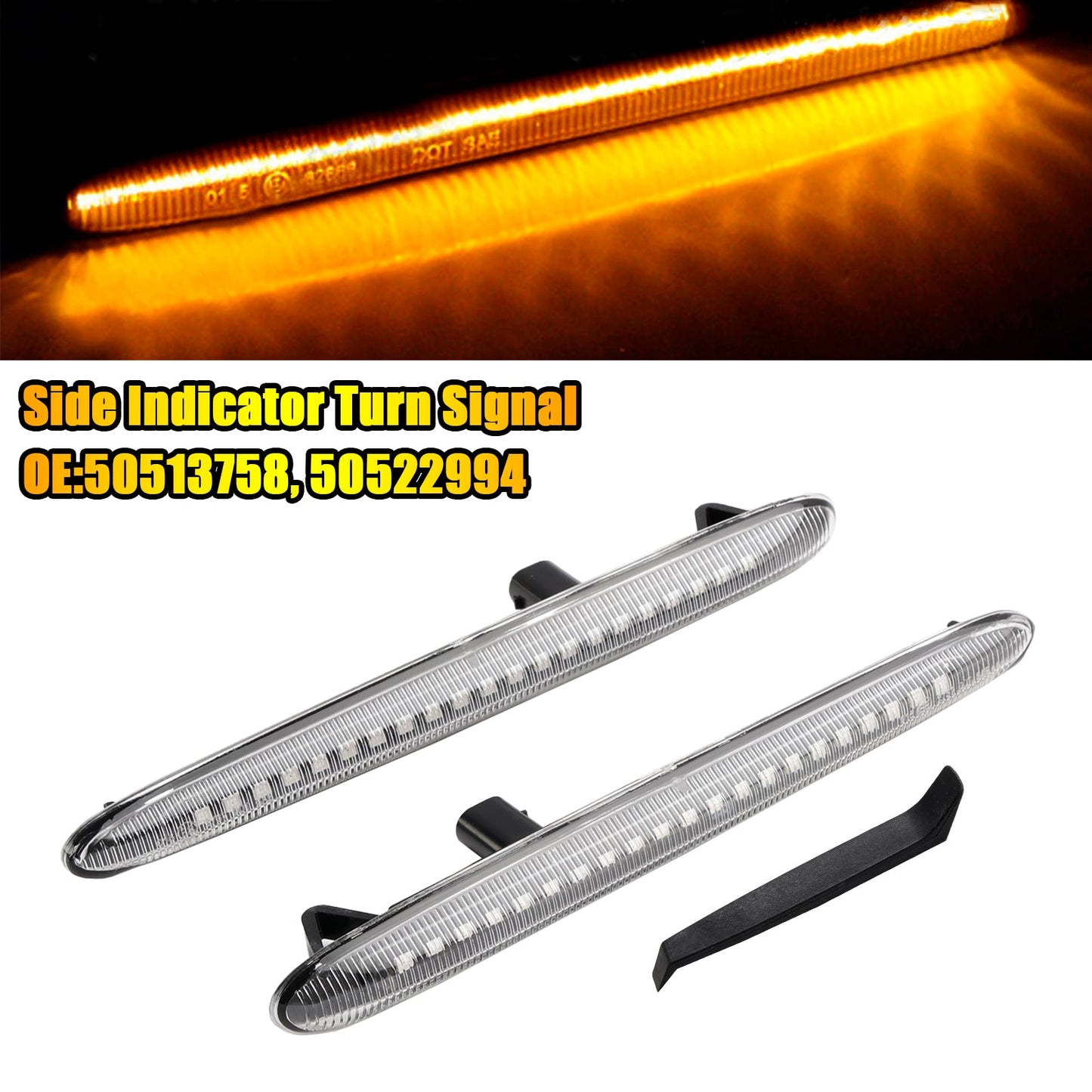 Alfa Romeo Giulietta Typ 940 Clear LED Sequential Blinker Side Indicator Turn Signal 50513758
