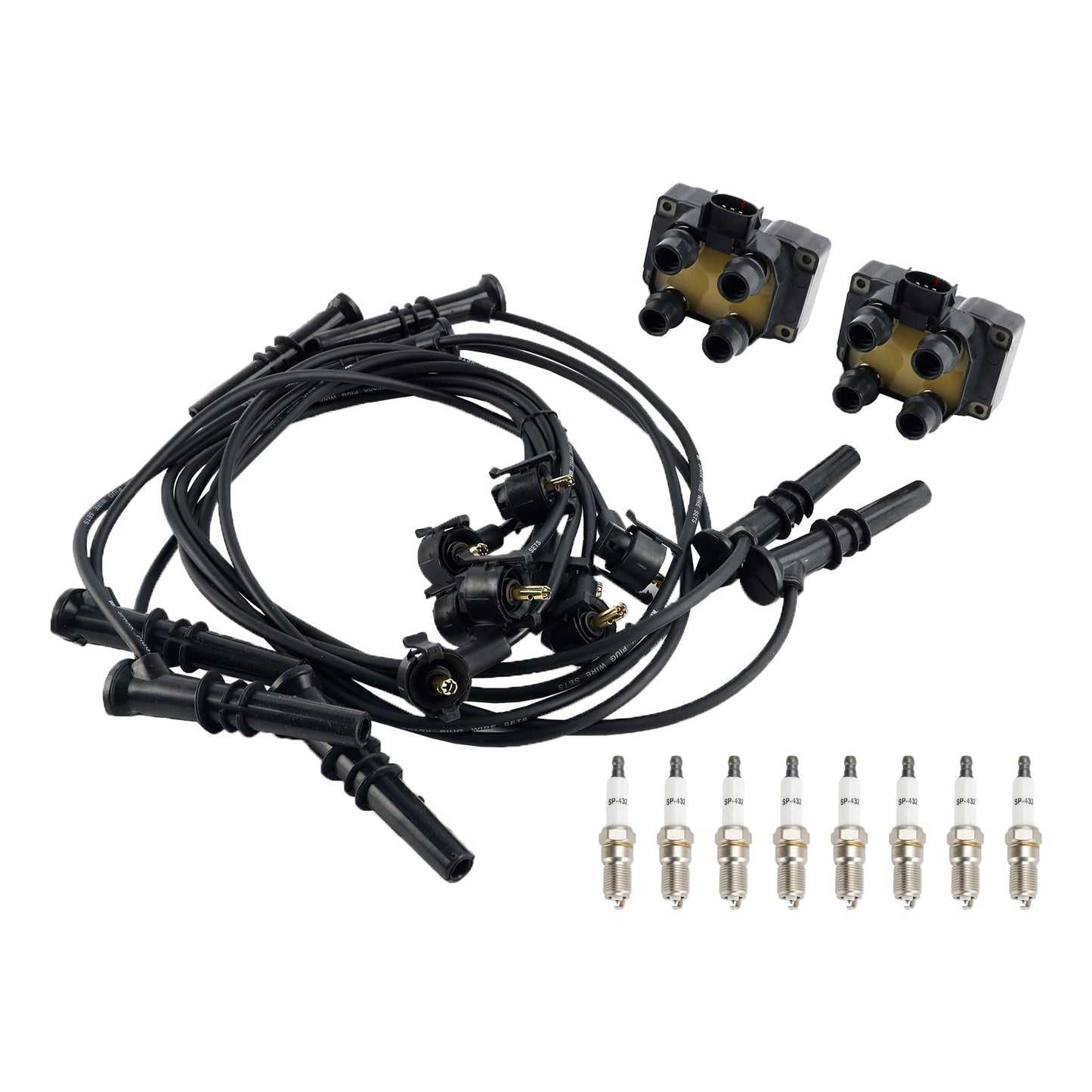 2000-2001 Laforza Laforza V8 5.0L 2 Ignition Coil Pack 8 Spark Plugs and Wire Set FD487 SP432