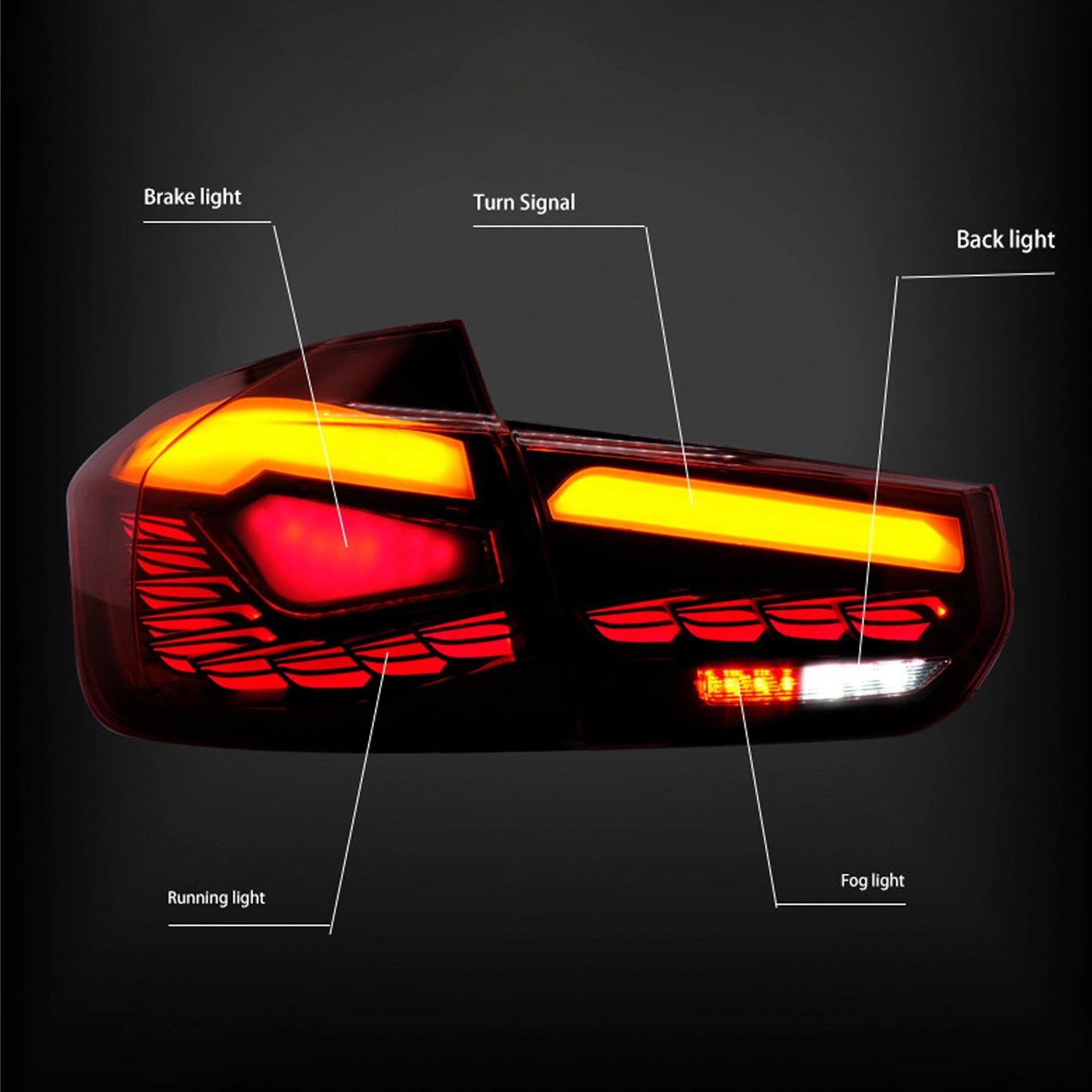 2012-2018 BMW 3 Series F30 F35 F80 L&R Red LED Tail Lights Rear Lamp Assembly 63217313039 63217372793