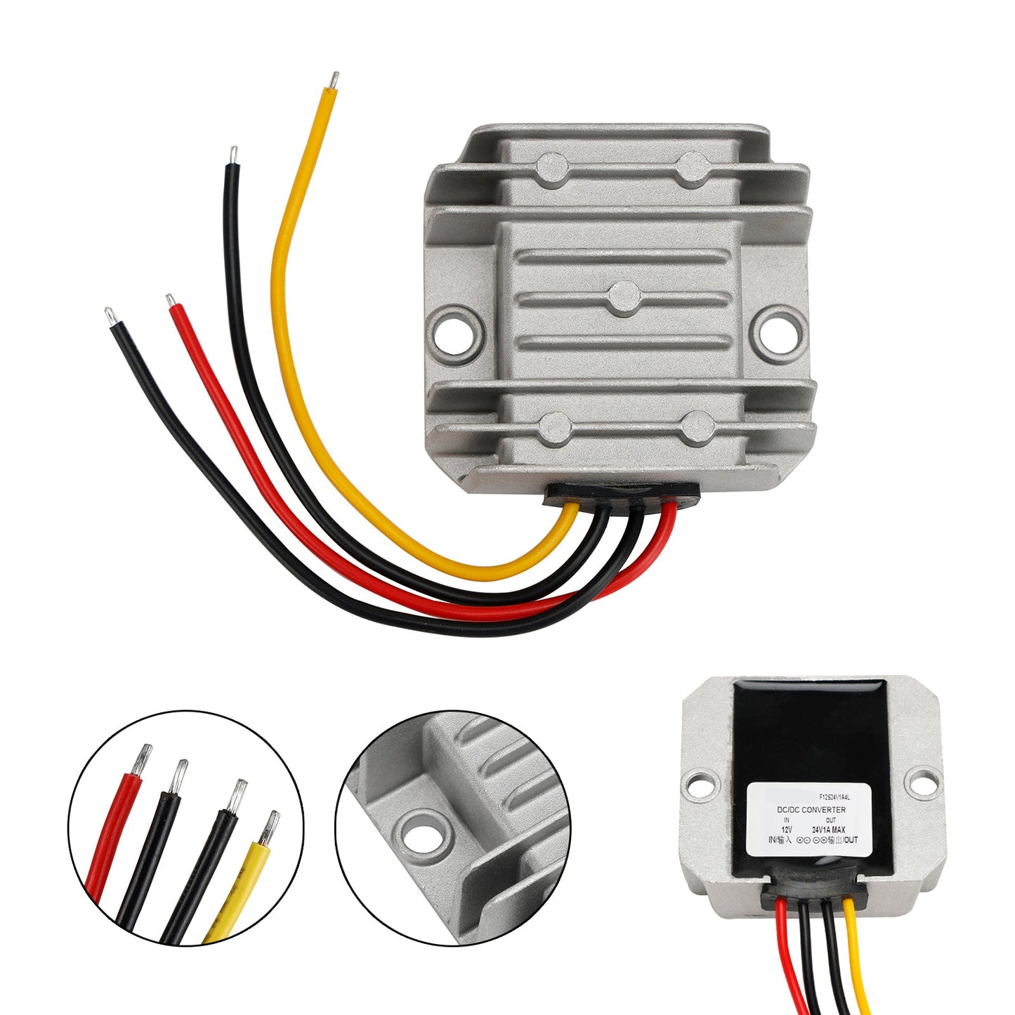 Waterproof DC 12V to 24V 1A 24W Step-Up Power Supply Converter Regulator