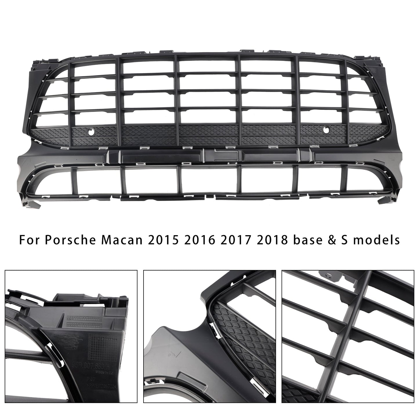 2015-2018 Porsche Macan Black Front Bumper Grill Grille 95B807683H1E0