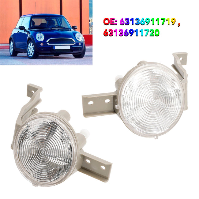 Pair of Front Indicator Light Lamp Flasher Clear Lens for Mini Cooper