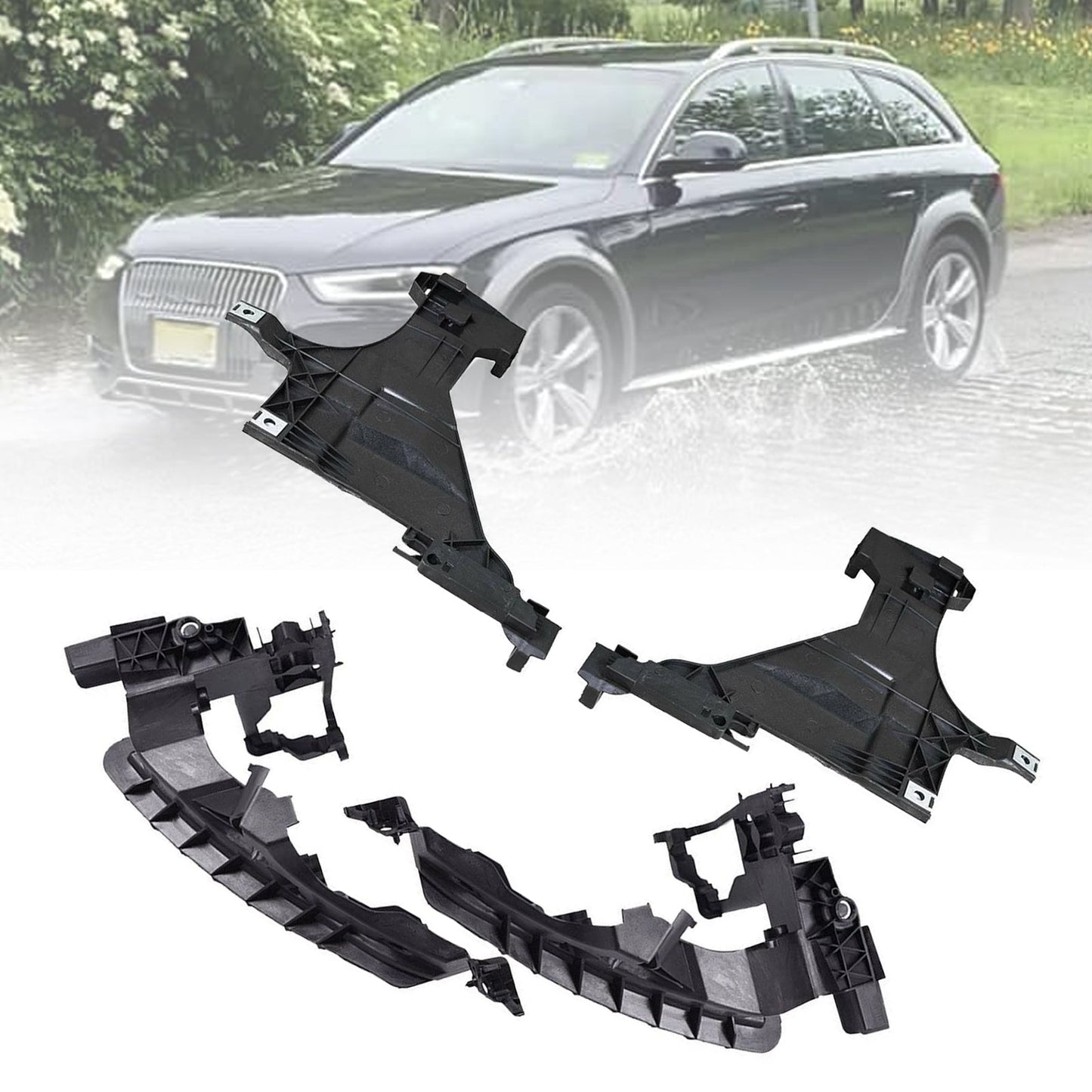 4PCS Front Headlight Mount Support Plate Bracket For Audi A4 S4 2013 2014-2016