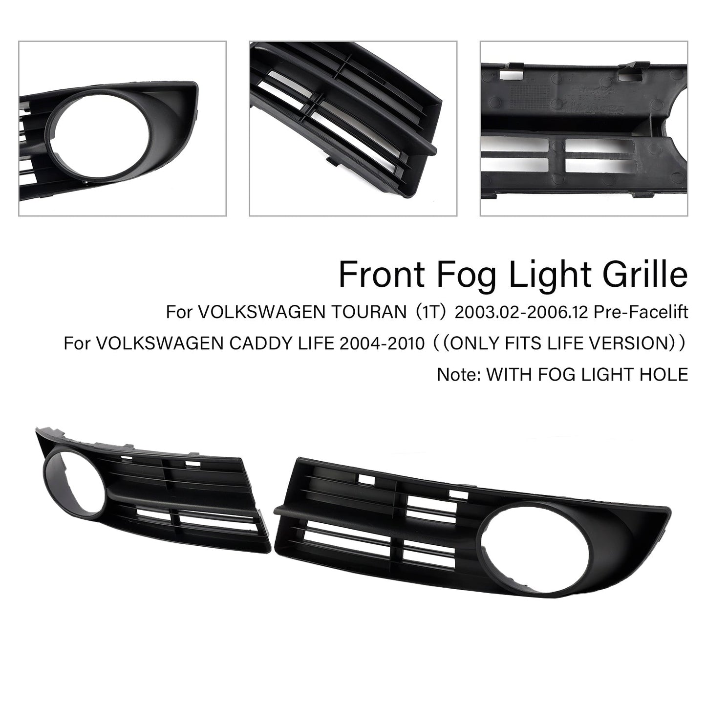 2004-2010 VOLKSWAGEN CADDY LIFE Front Bumper Foglight Grille 1T0807666A 1T0853665A9B9