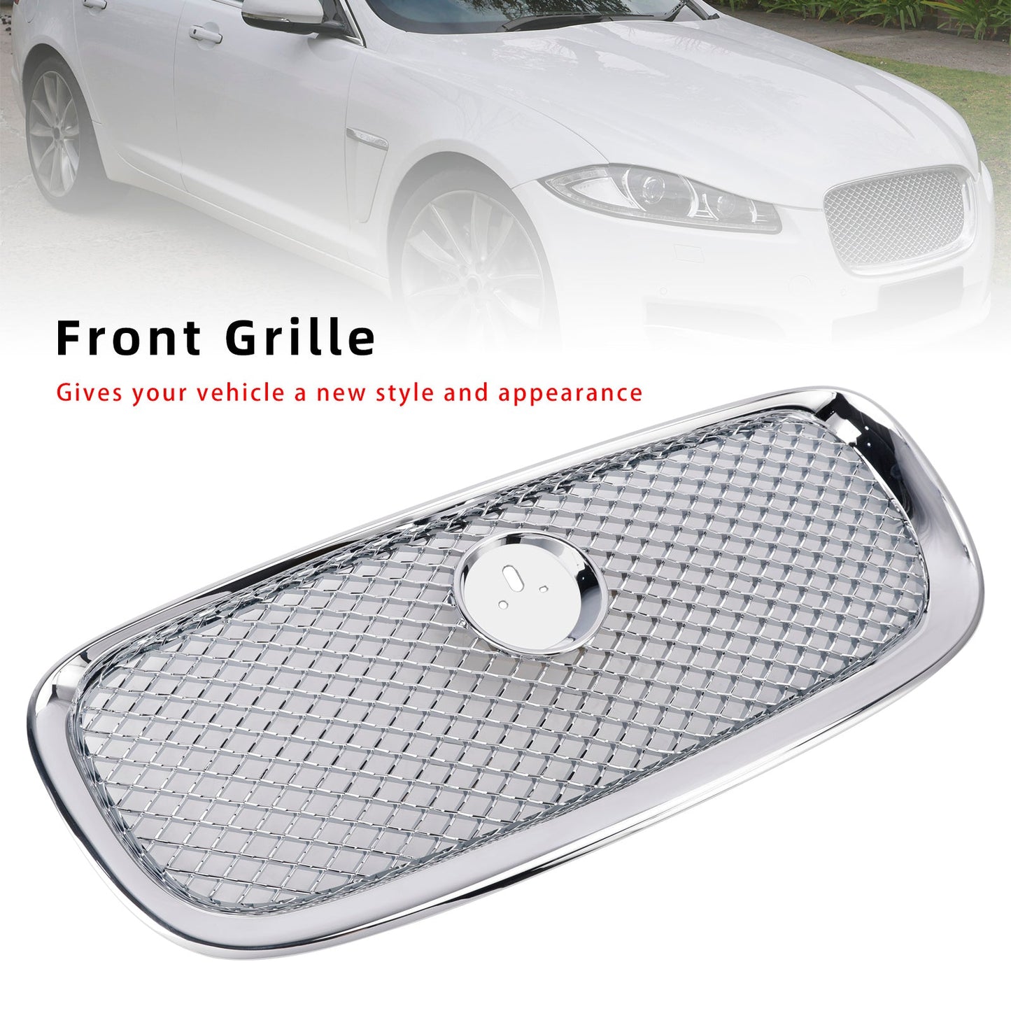 2012-2015 Jaguar XF XF-R Style Front Bumper Grill Grille Chrome