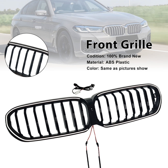 2021-2024 Fit BMW 5 Series G30 G38 Gloss Black Front Kidney Grill Grille