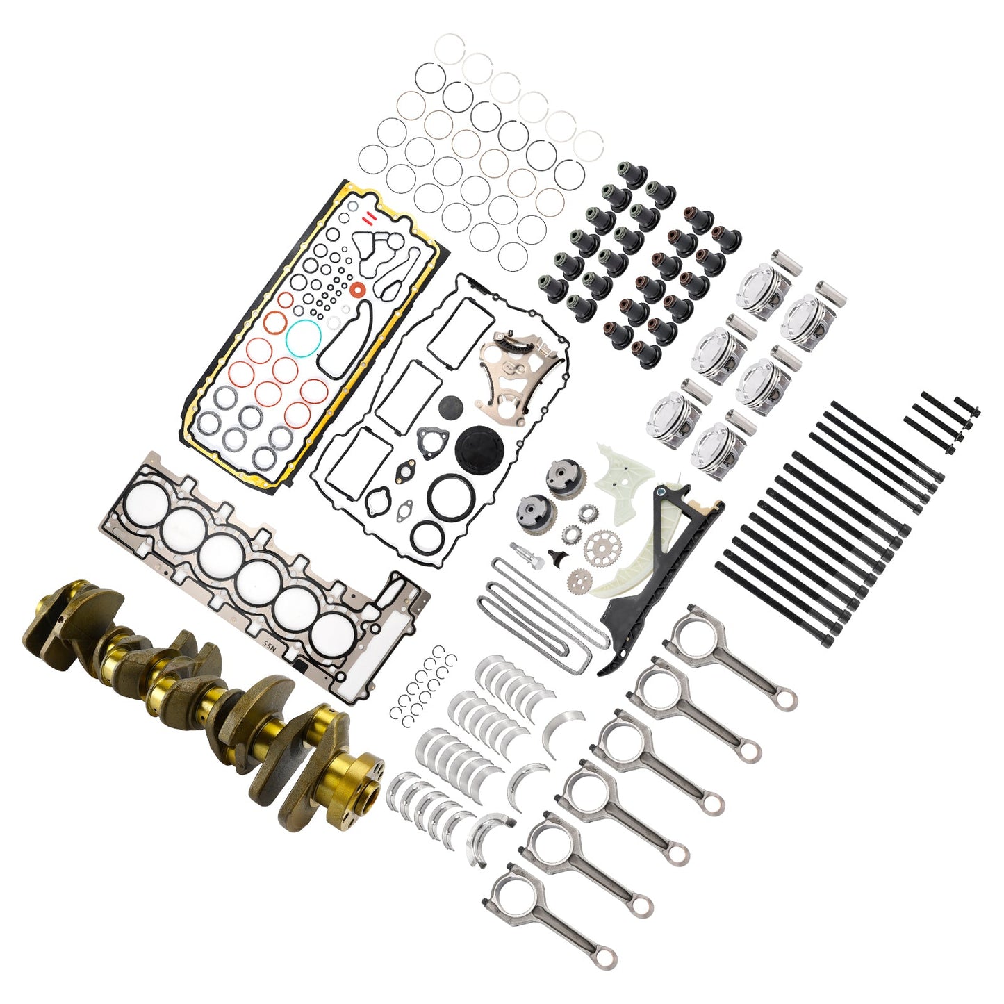 2009-2017 BMW X3 xDrive35i F25 N55 3.0L Engine Rebuild Pistons Gaskets Kit Crankshaft Rods Timing Set 11212163665
