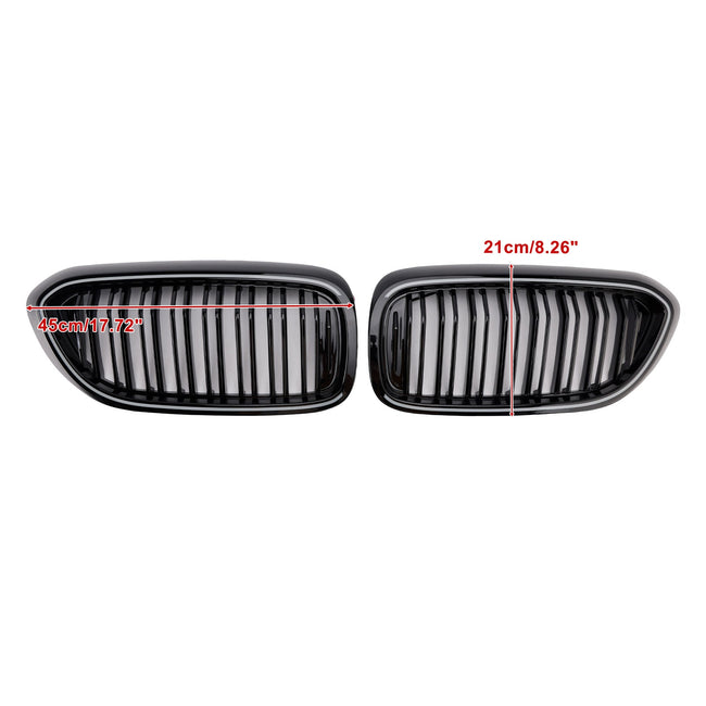 Gloss Black Double Slat Front Kidney Grille Fit BMW 5 Series G30 G31 2017-2020