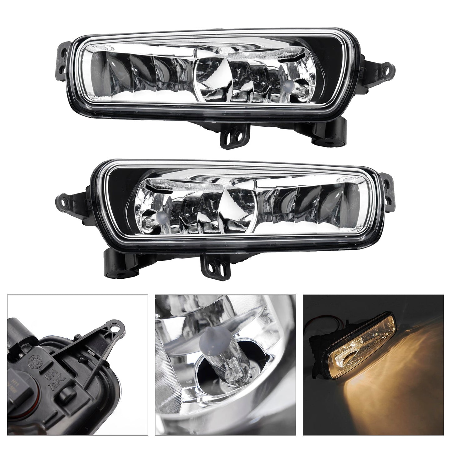 Pair Front Fog Light Lamps With Bulbs For Ford Transit Custom 2014-2023