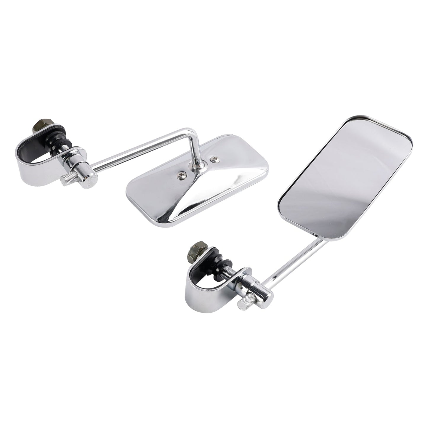 Retro Rectangular Clamp On Chrome Mirrors For Yamaha XS650 SR400 SR500 W650