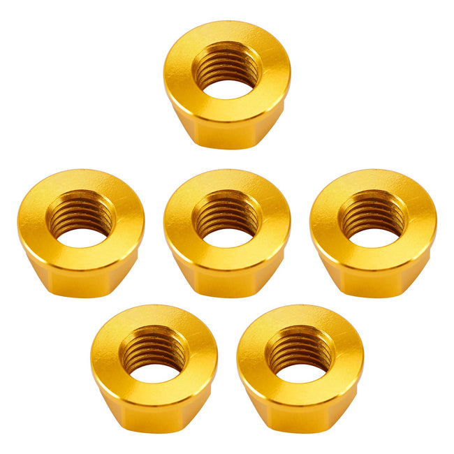 6 Pack Aluminum Rear Sprocket Flange Nuts M10X1.5mm Gold For Motorcycle Bike