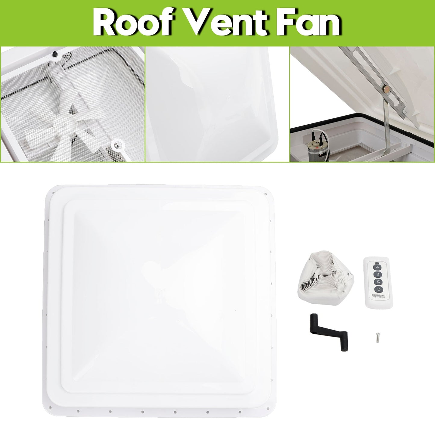 14" 12V Caravan Roof Vent Skylight Remote Control Camper Motorhome RV Exhaust Fan