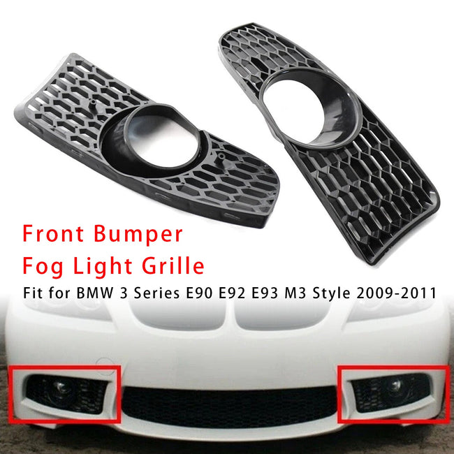 Front Bumper Fog Light Grille For BMW 3 Series E90 E92 E93 M3 Style 2009-2011