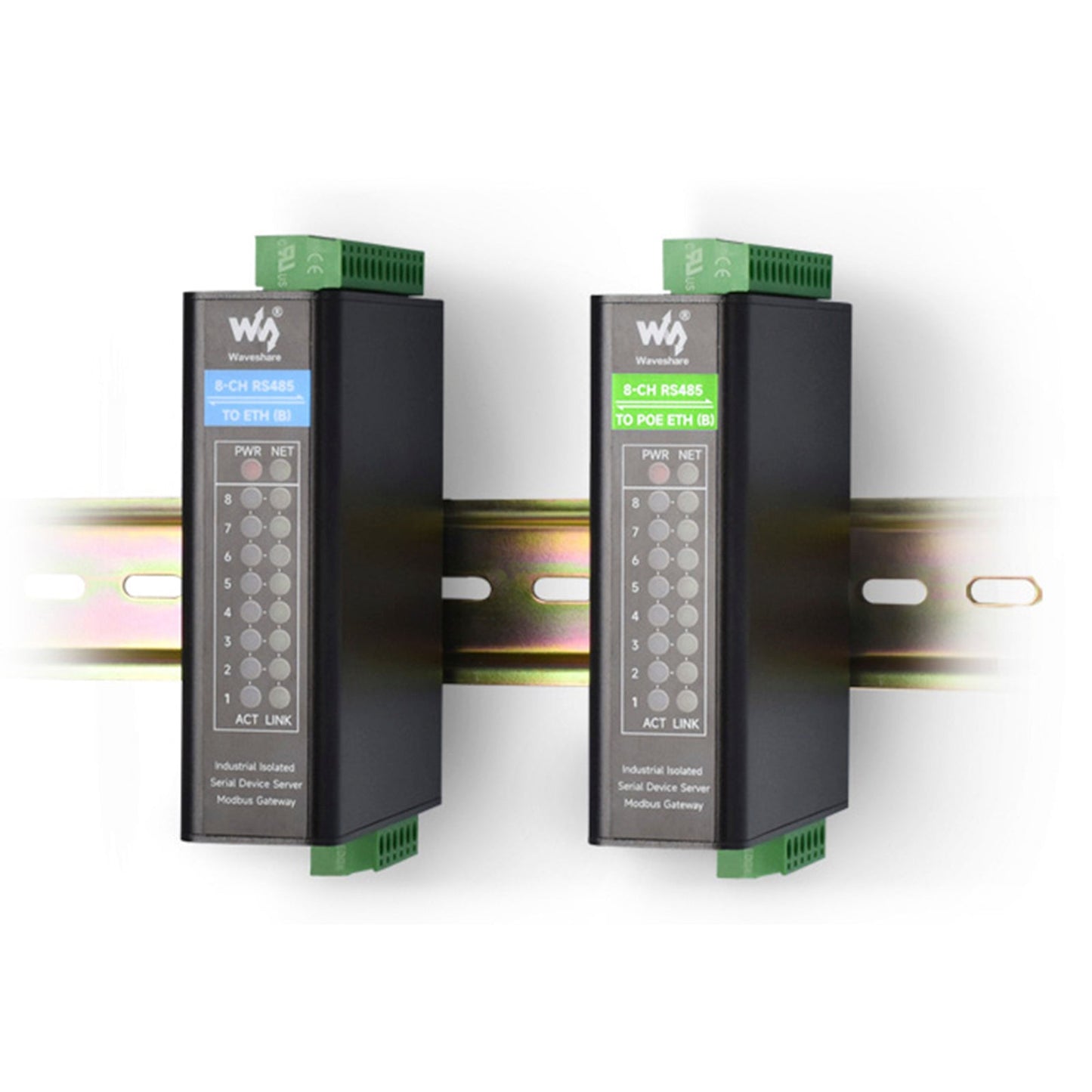 Industrial Isolated Serial Port Module Eight-Way RS485 to RJ45 Ethernet Gateway