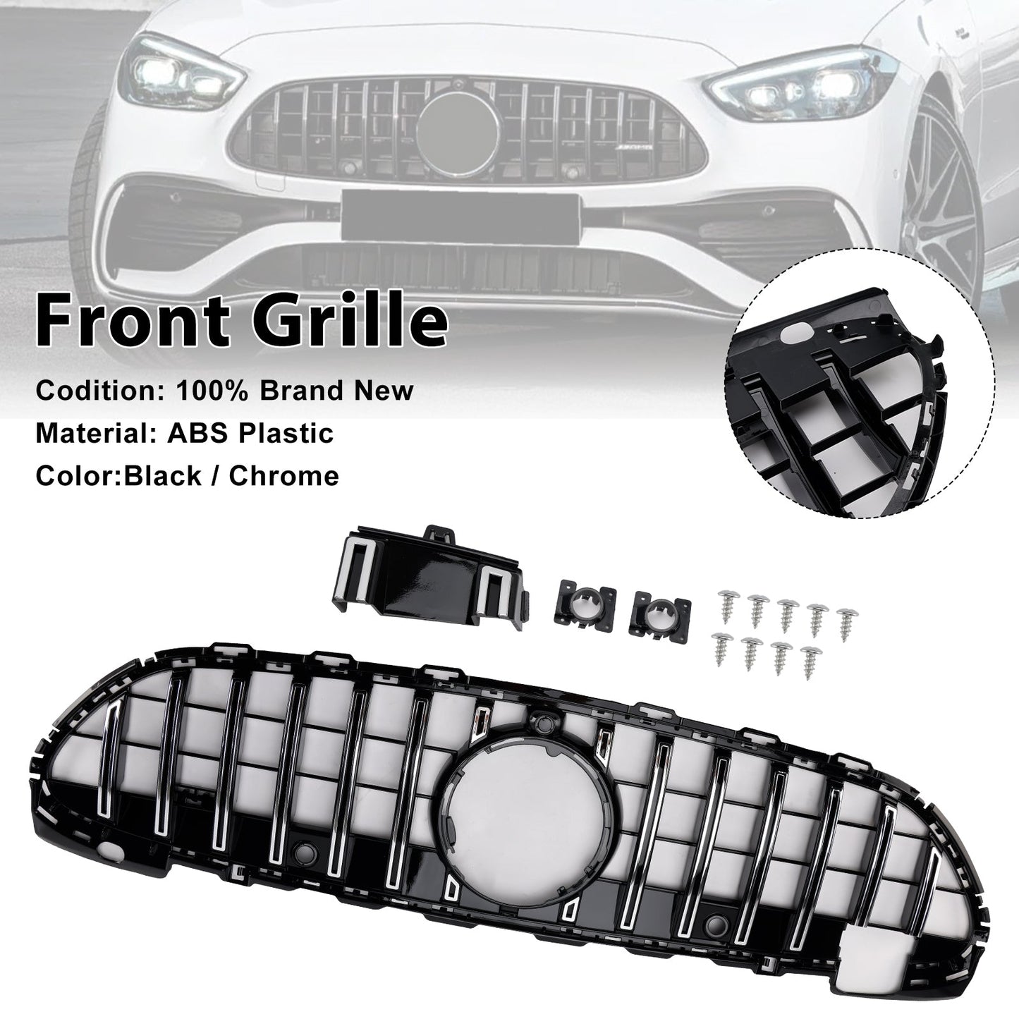 2022-2023 Mercedes Benz W206 W/Camera GT-R Style Front Bumper Grille Grill