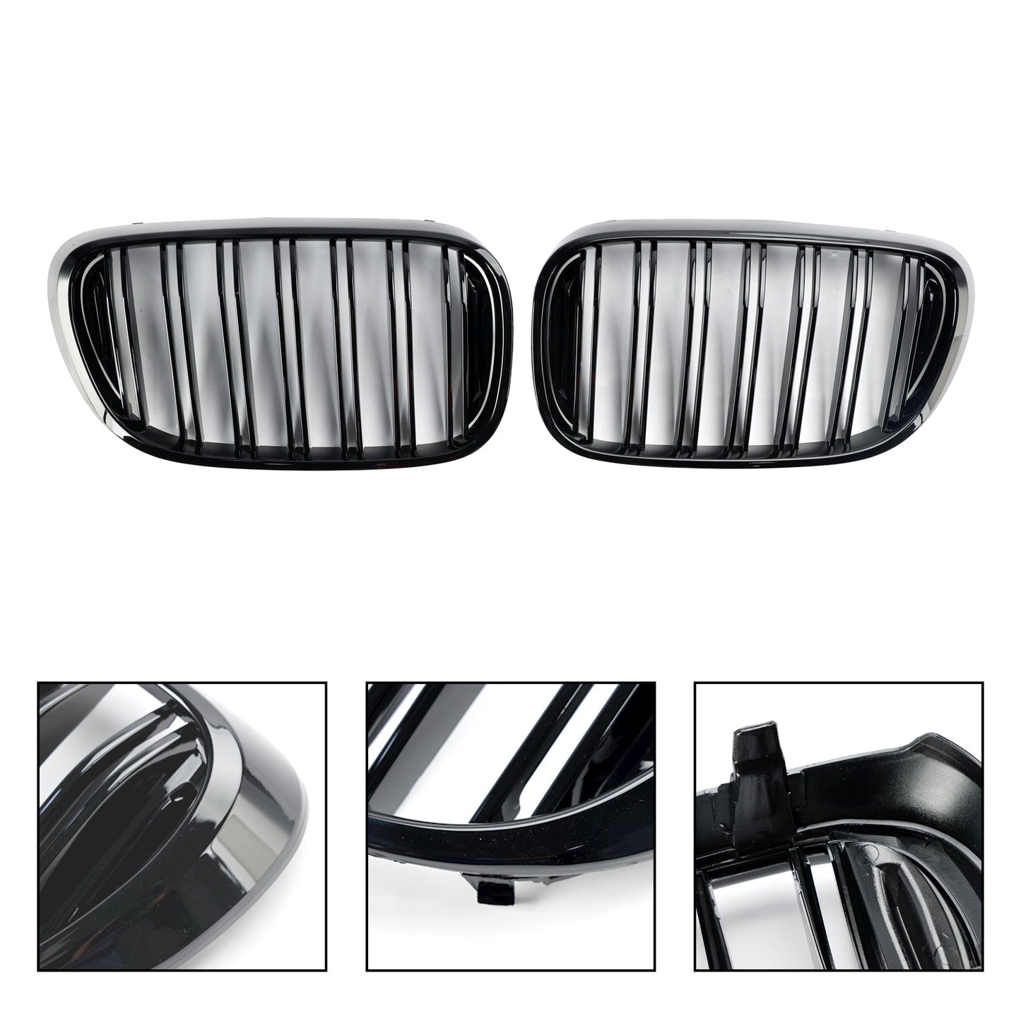 07.2015-01.2019 BMW 7 Series G11 Saloon 5 Door Pre-Facelift Black 2 Slat Front Kidney Grill Grille