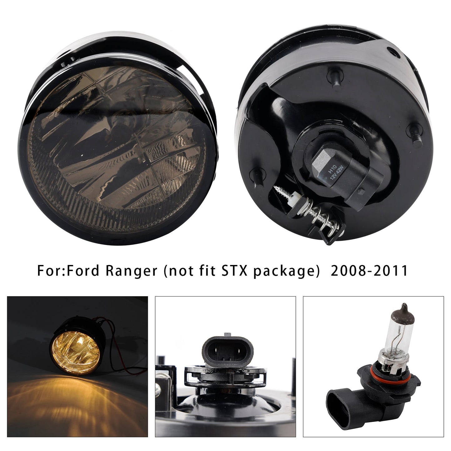 Pair Front Fog Light Lamps With Bulbs For Ford Expedition 2007-2014 Smoked Lens