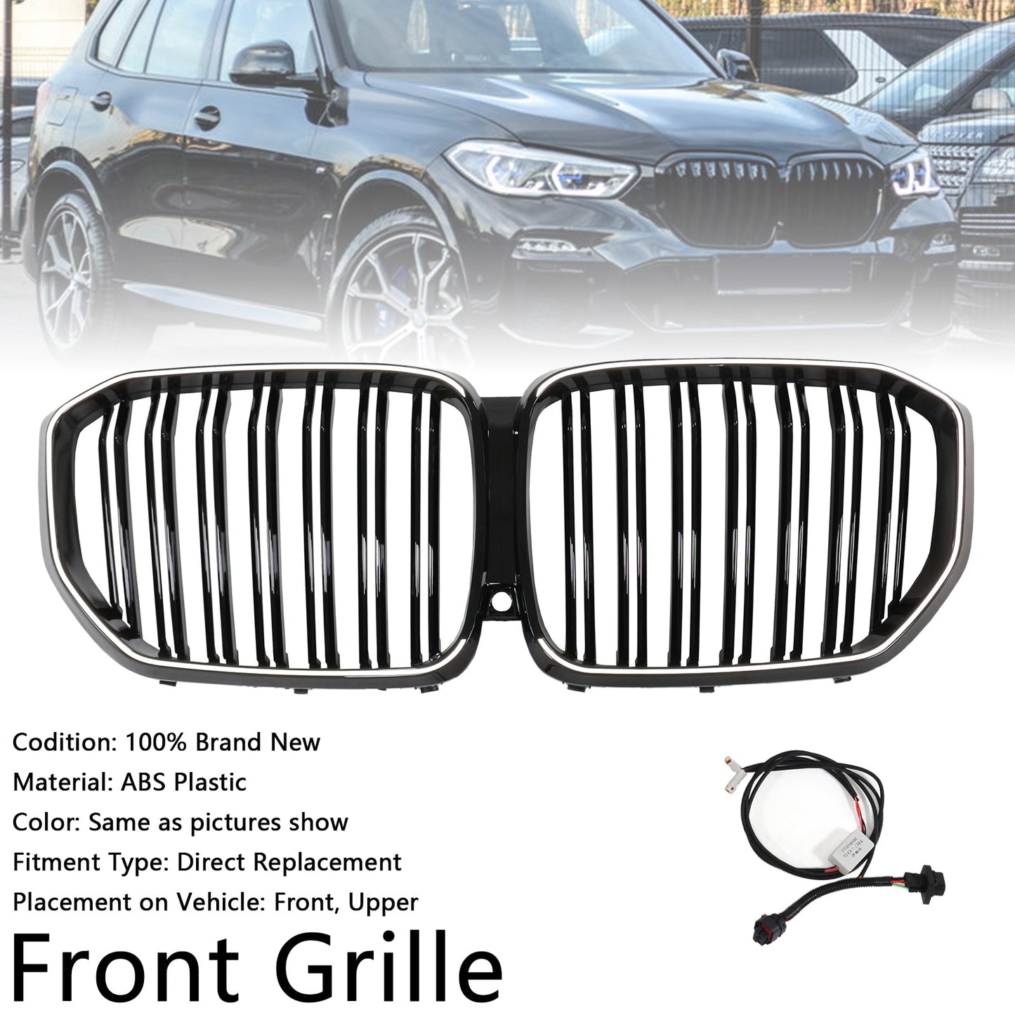 2019-2022 BMW X5 G05 M-Performance Double Slat Black Front Kidney Grille 51137454887