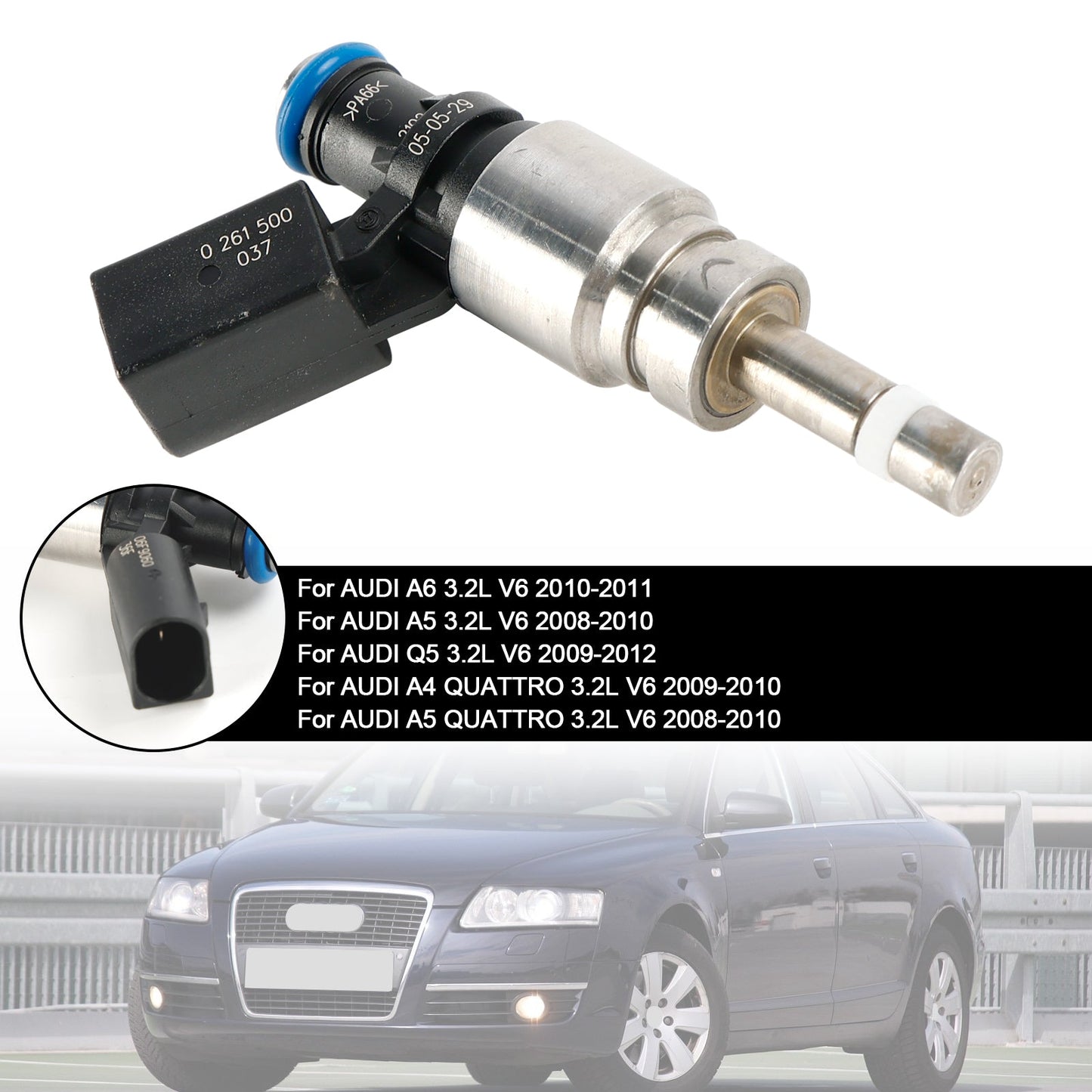 1PCS Fuel Injector 06E906036F Fit Audi Q5 A4 A5 A6 3.2L V6 2008-2011 0261500037