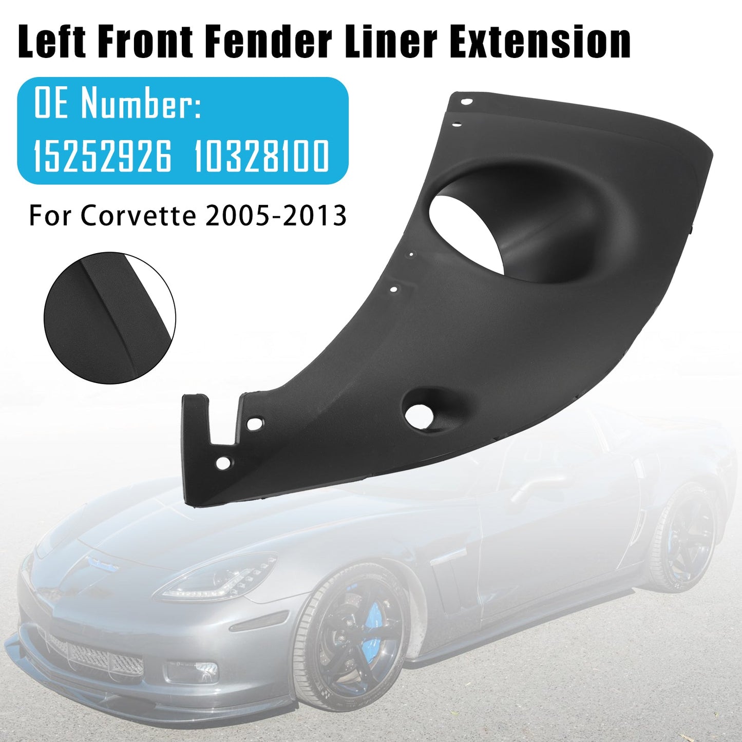 2005-2013 Chevy Corvette Left Front Fender Liner Extension 15252926 10328100