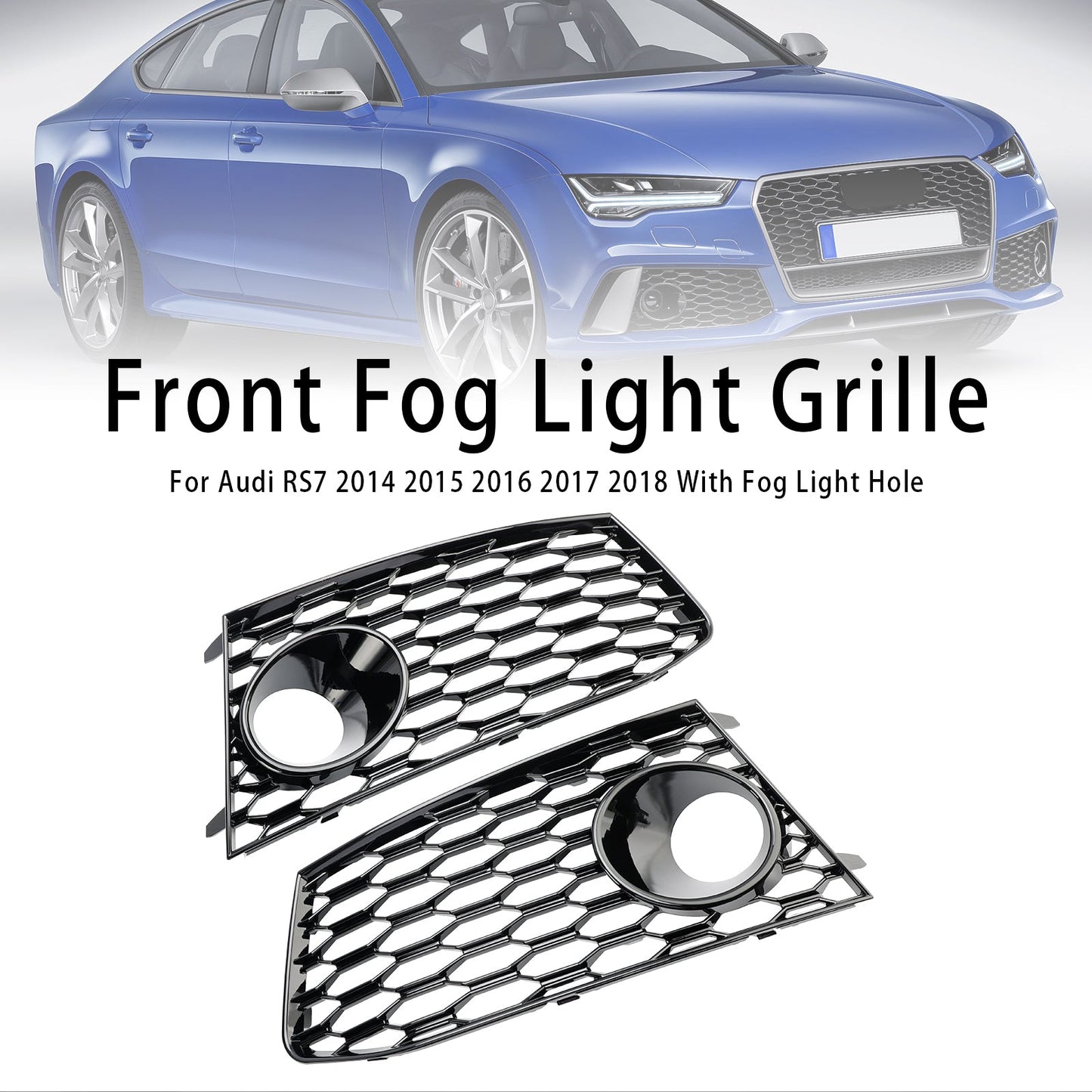 2014-2018 Audi RS7 Pair Front Bumper Fog Light Lamp Frame Grille Covers