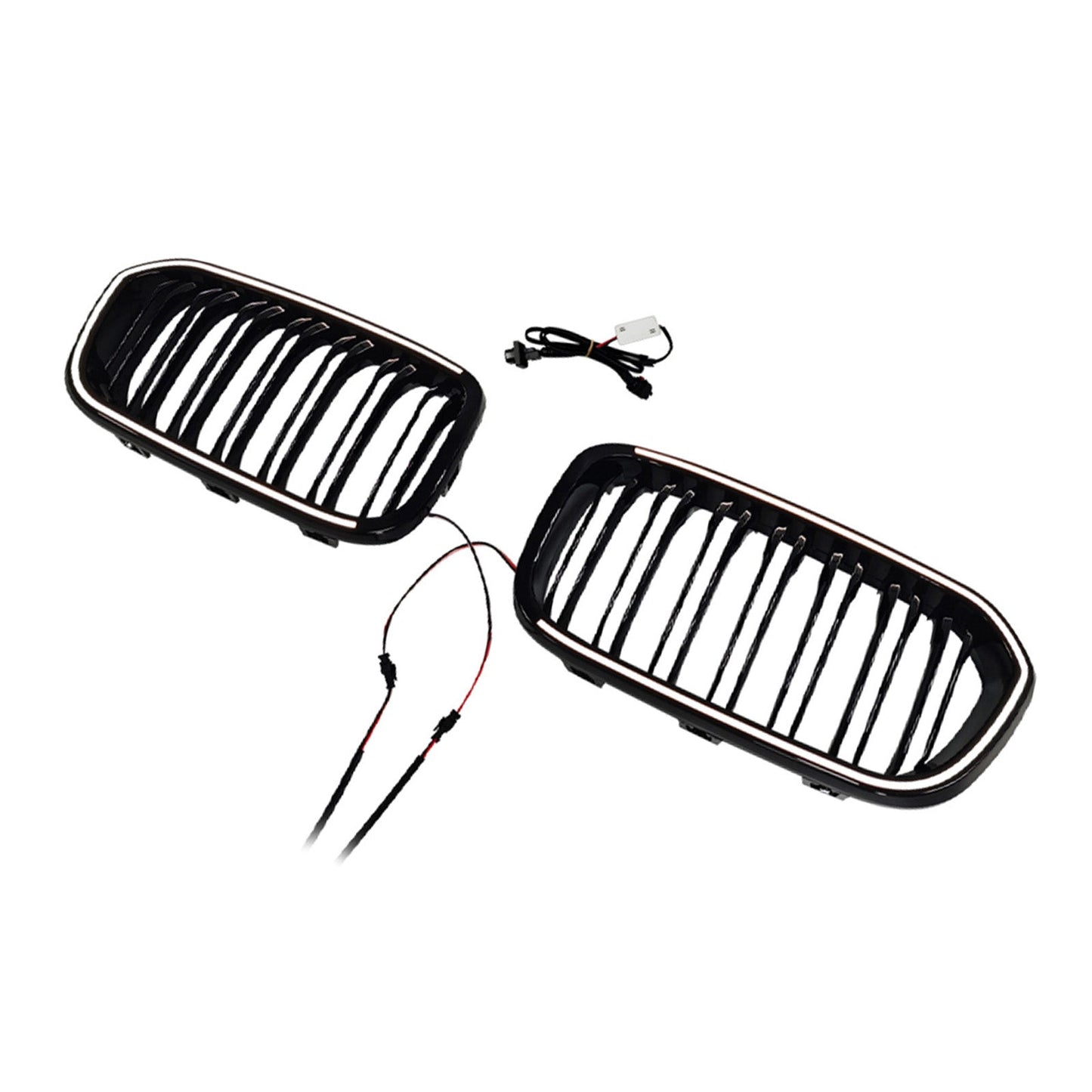 2015-2017 Fit BMW 1 Series F20 F21 Double Line Front Kidney Grill Grille Black