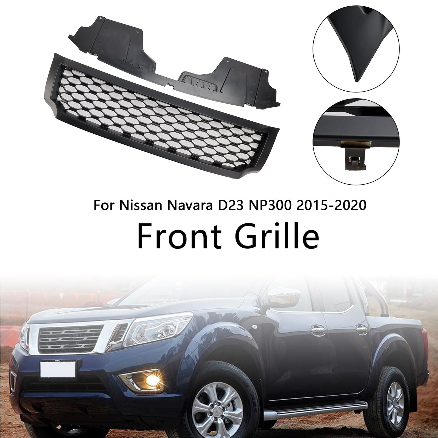 2015-2020 Nissan Navara NP300 D23 Matt Black Front Bumper Grill Grille