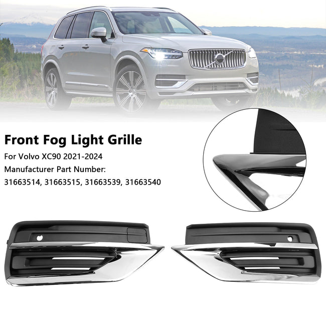 2021-2024 Volvo XC90 2PCS Front Bumper Fog Light Grille Fog Lamp Grille 31663514