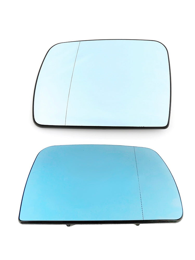 Blue Heated Left&Right Driver Side Wing Mirror Glass For BMW X5 E53 1998-2006