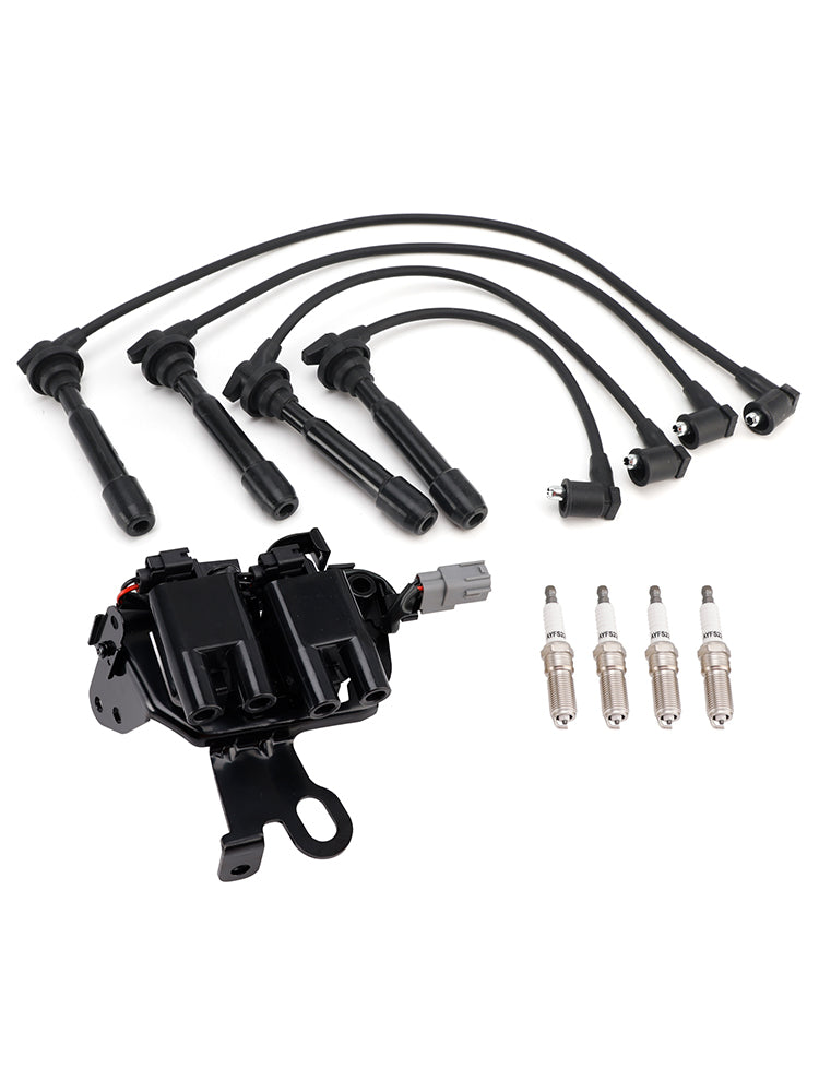 2003-2005 For Hyundai Elantra L4 2.0L 1 Ignition Coil+4 Spark Plug+ Wires Pack 5C1427