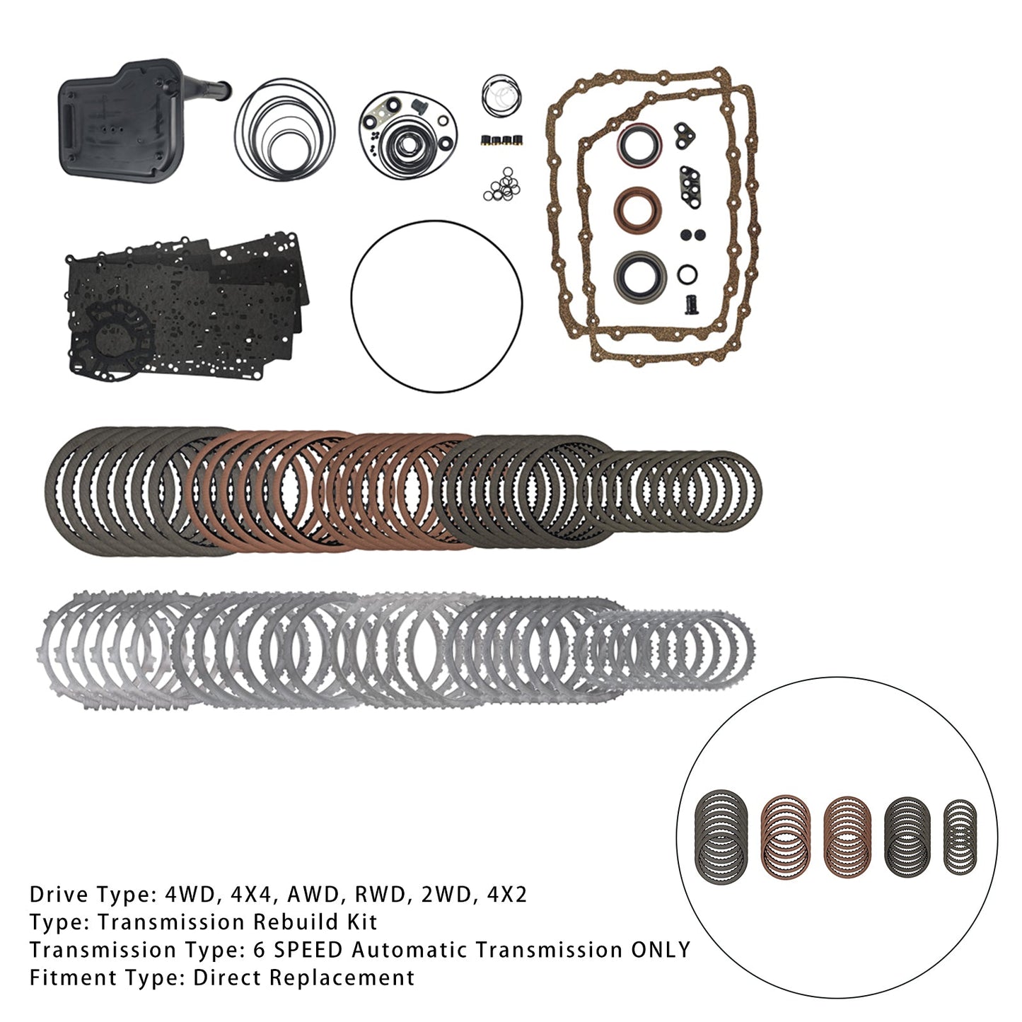 2009-2021 CHEVROLET EXPRESS 1500 6 SP R/4WD V6 4.3L V8 4.8L 5.3L 6L90 6L90E 6L80 6L80E Transmission Master Rebuild Kit