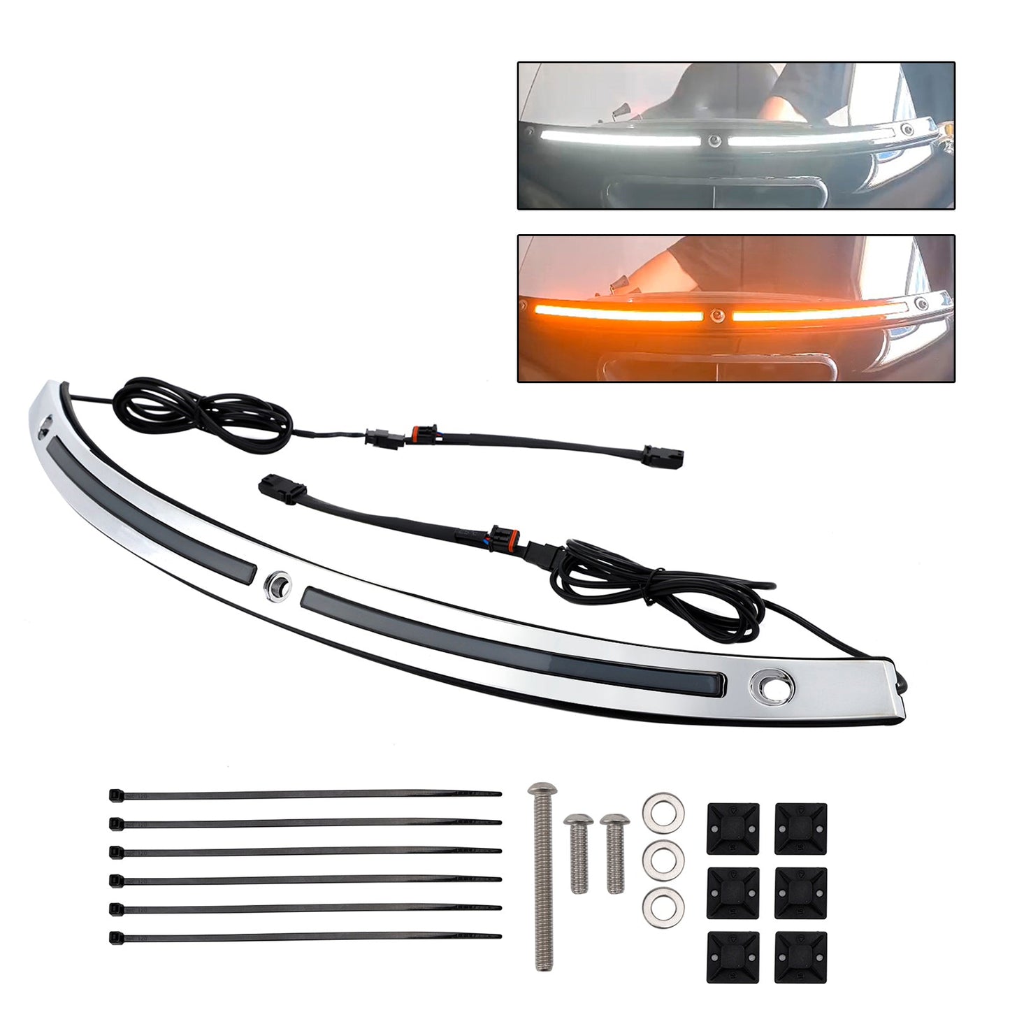 2014+Touring Electra Glide Street Glide Ultra Limited LED Running Turn Signal Light Windshield Trim