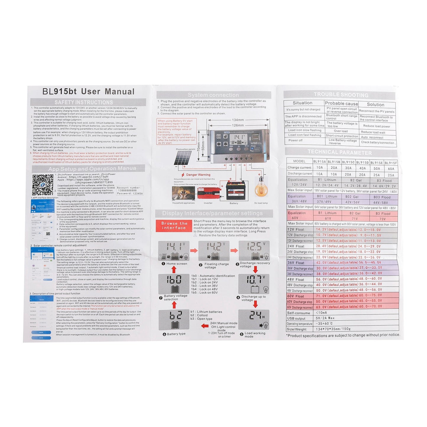 10A-60A PWM Solar Controller Mobile APP Intelligent Control Solar Controller