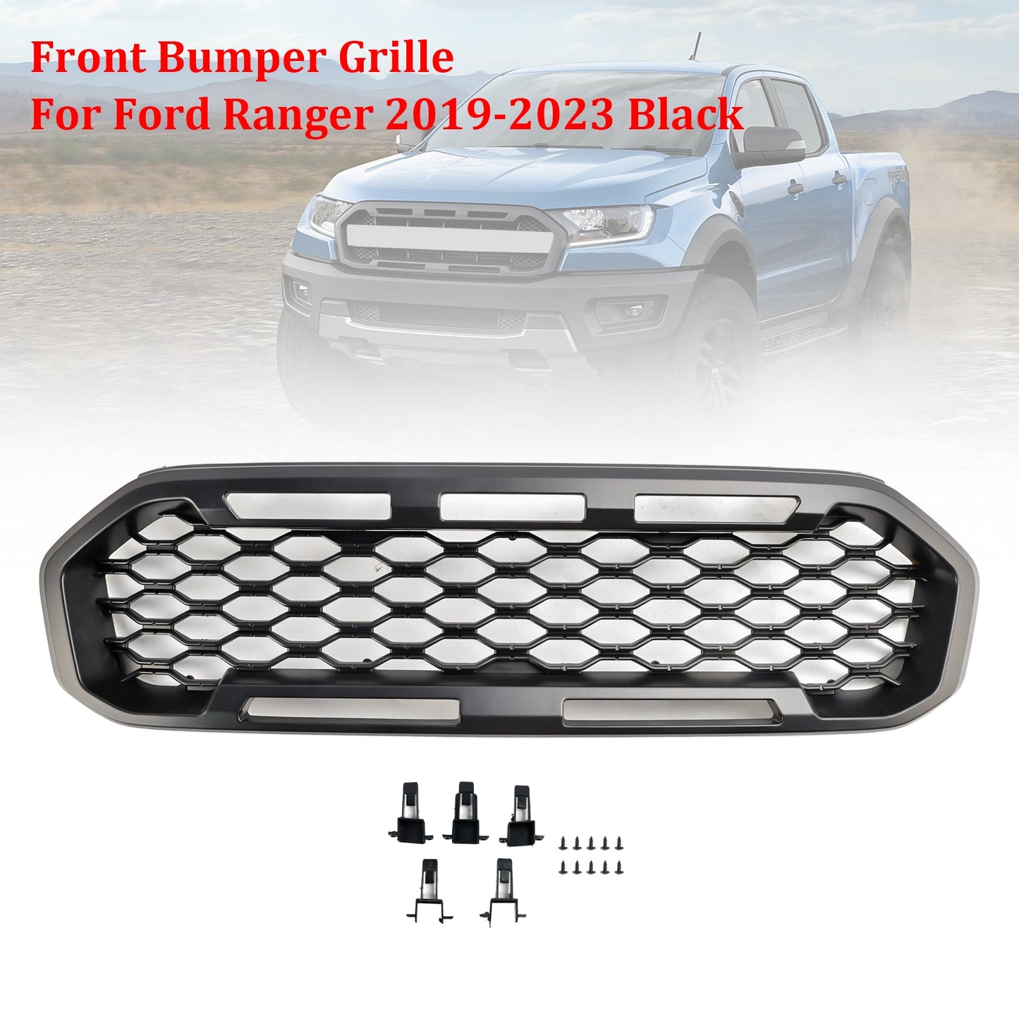 2019-2023 Ford Ranger T8 Front Bumper Grill Grille Black