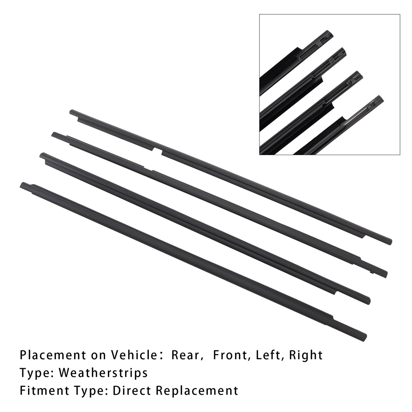 2008-2015 Toyota Land Cruiser LC 200 4PCS Door Glass Belt Outer Molding Weatherstrip