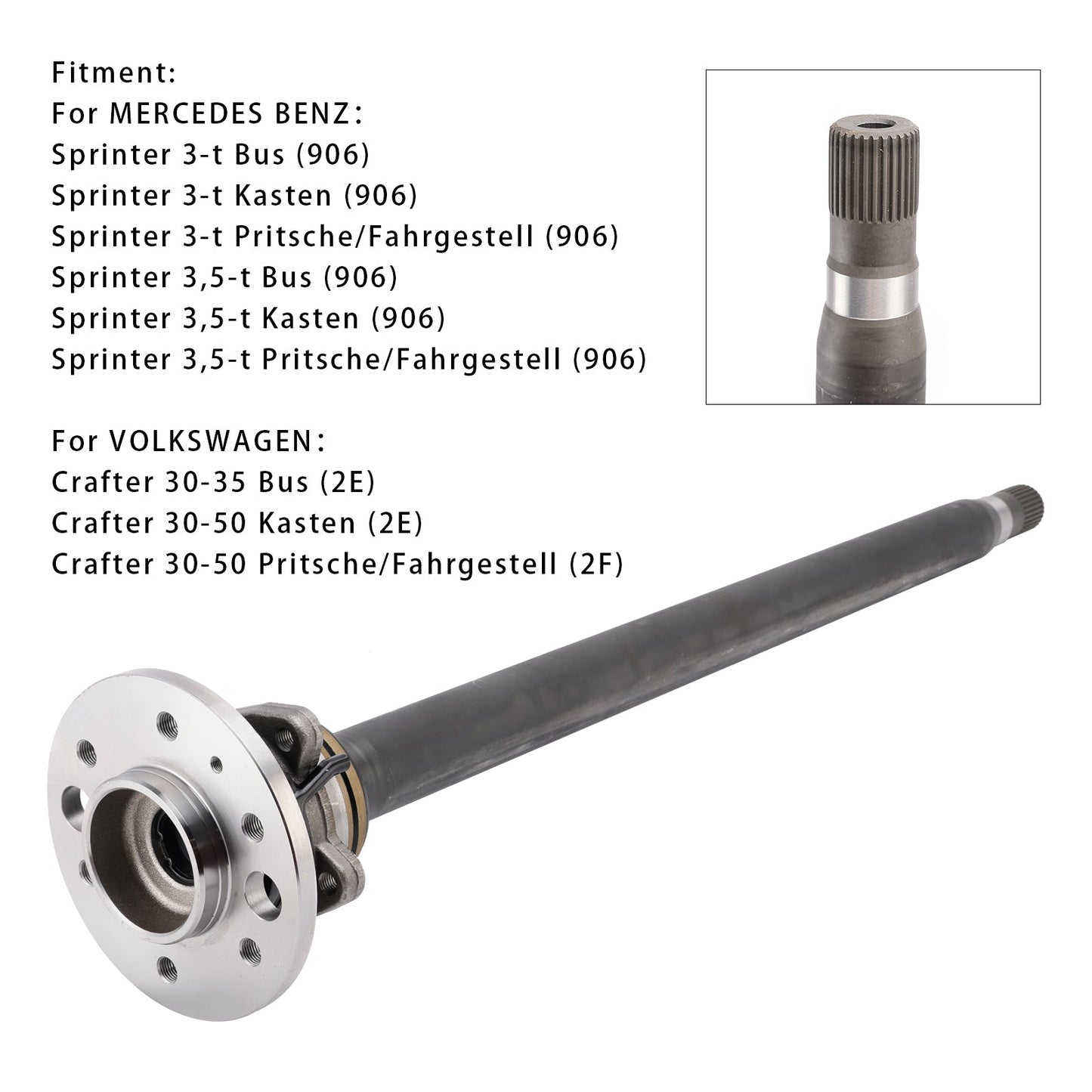 Rear Right Drive Shaft Propshaft A9063504010 For VW Crafter 2E 30 tooth