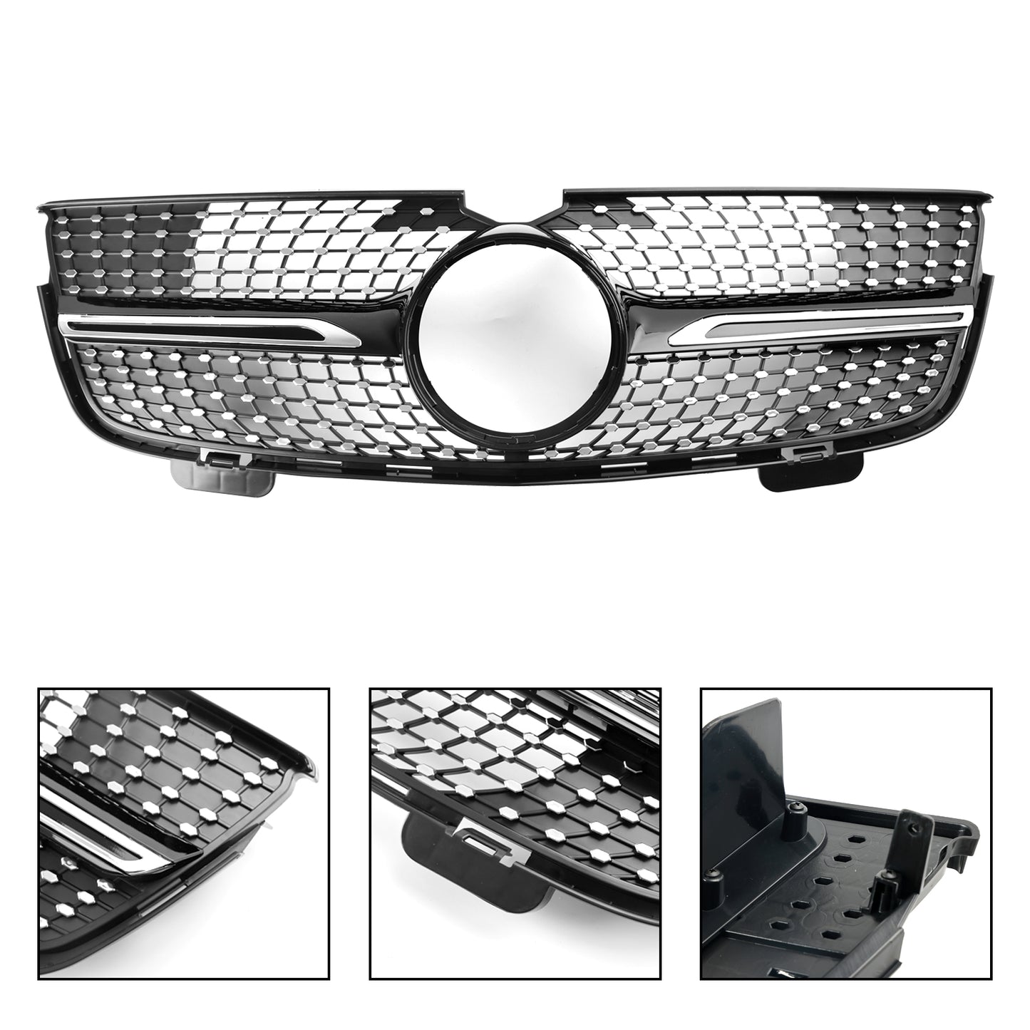 Diamonds Front Bumper Grille Fit Mercedes Benz GL-Class X164 2007-2009 Chrome