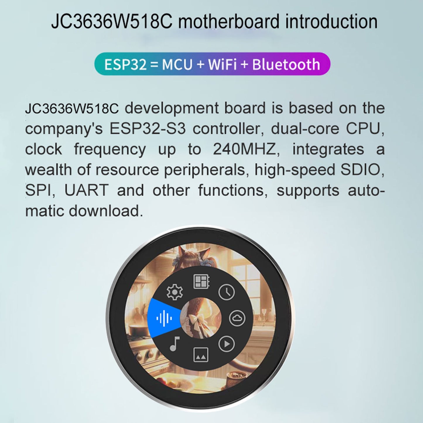 ESP32 Development Board 1.8-inch Capacitive Touch Smart Display Audio Spectrum