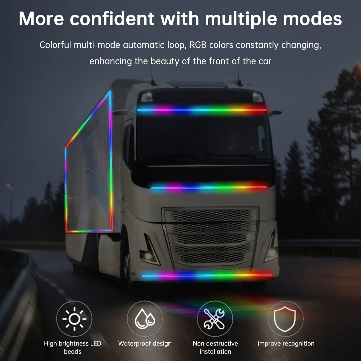 Truck Colorful Streamer Marquee LED Light Strips With Remote Control 2.4m