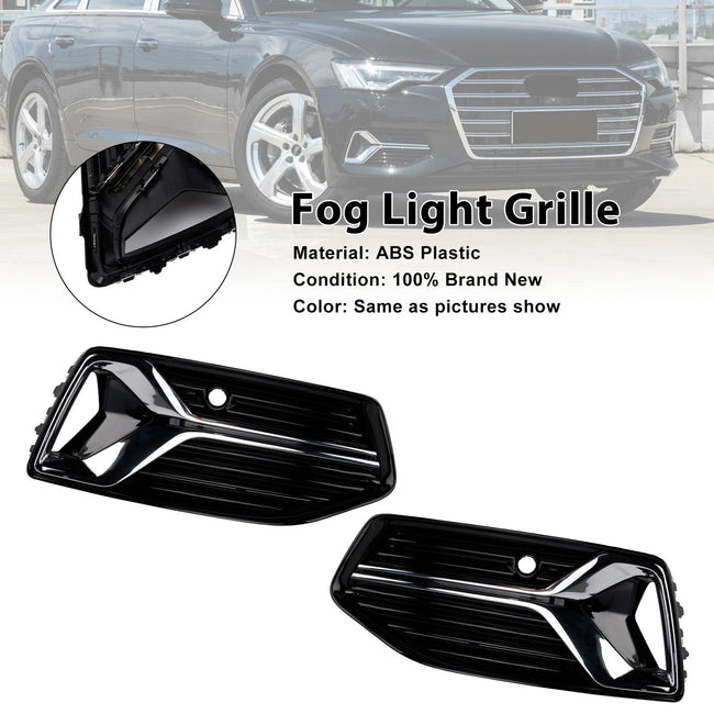 2019-2023 Audi A6 C8 2PCS Front Bumper Fog Light Cover Grille Grill 4K0807647