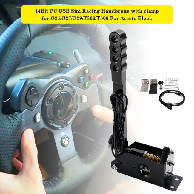 14Bit PC USB Sim Racing Handbrake with clamp For Asseto for G27/G29/T300/T500