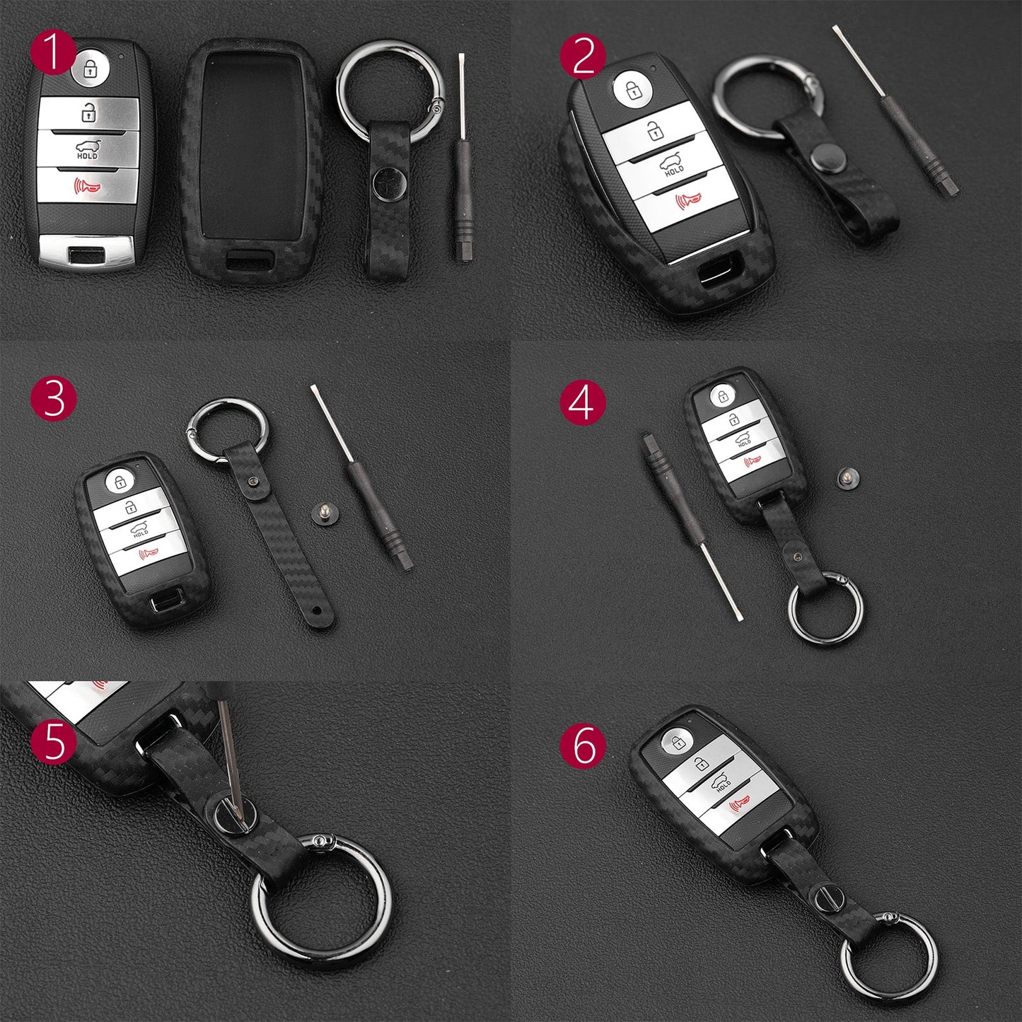 Leather Silicone Car Key Case Cover With Buckle For Kia
