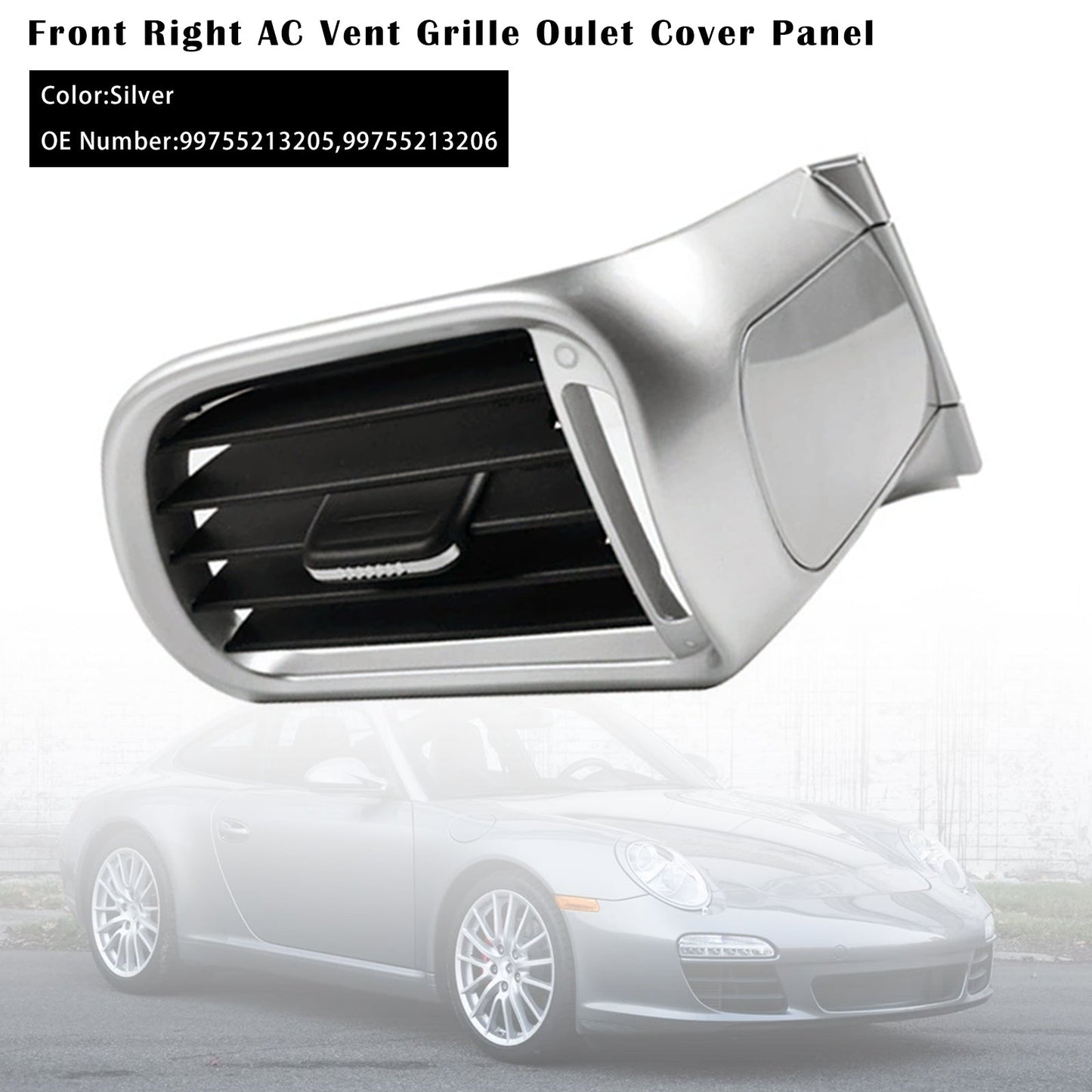 Front Right AC Vent Cover Silver For Porsche 911 Carrera Targa 997 2004-2012