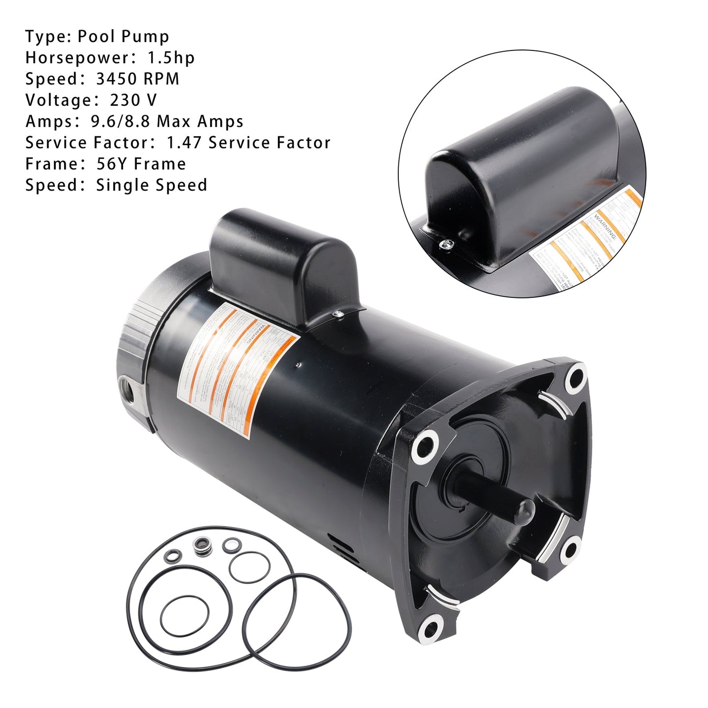 B2842 Swimming Pool Motor 1.5HP 230V 3450 RPM