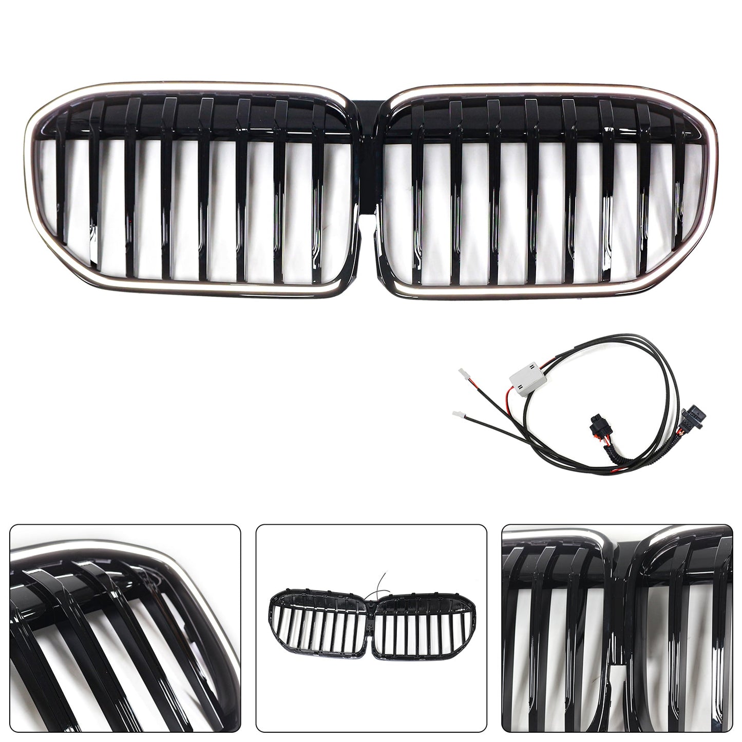 2019-2022 BMW 7 Series G11 G12 Single Slat Gloss Black Front Grill Grille Fit
